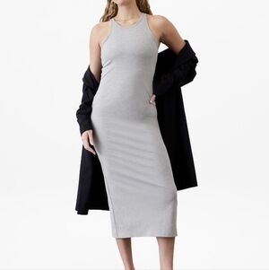 Athleta Signature Rib Maxi Dress Grey Heather NWT